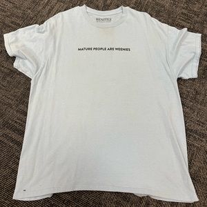 Baylen Levine ‘Mature People are for Wenies’ T Shirt Blue- Size Large